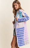 Bold Houndstooth Sweater Coat