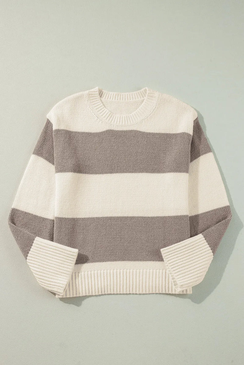 Color Block Round Neck Sweater