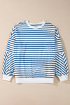 Striped Round Neck Long Sleeve Sweatshirt