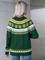 Retro Style Round Neck Long Sleeve Sweater