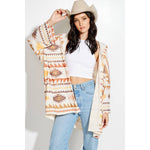 Aztec Print Hooded Kimono Cardigan