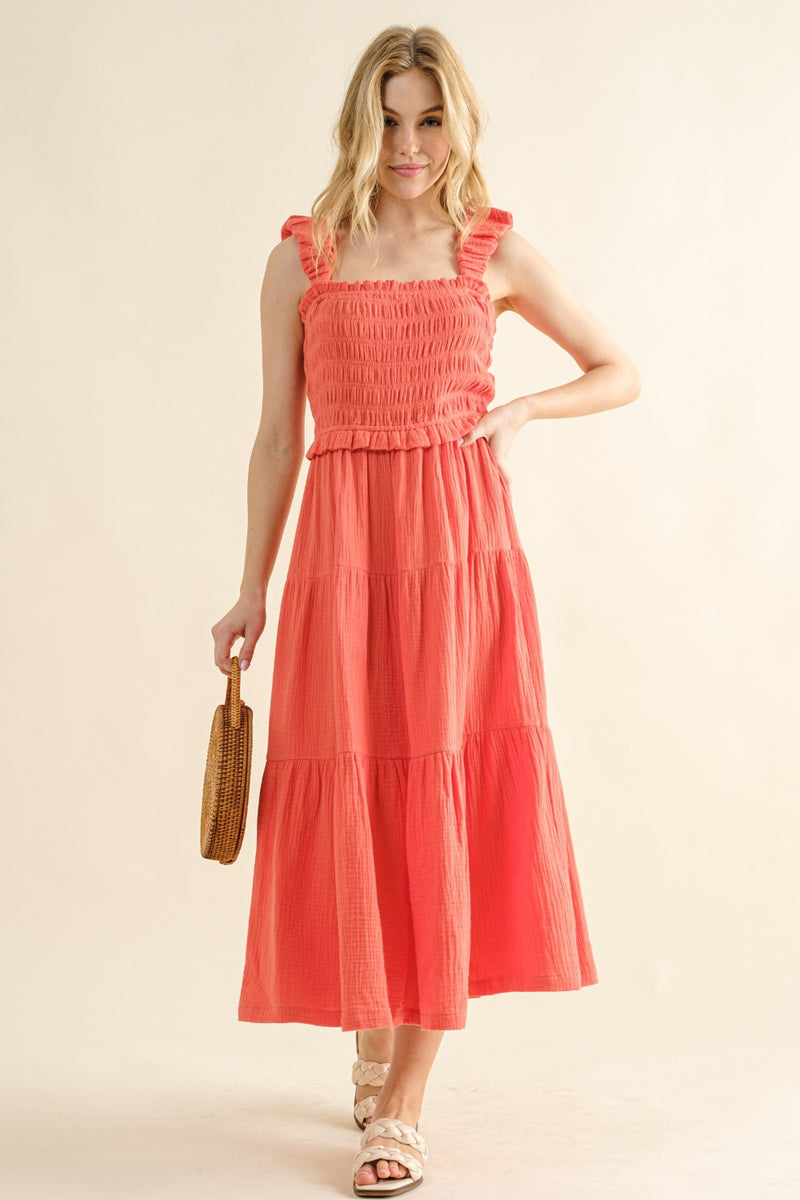 Smocked Ruffled Tiered Dress