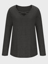 Crisscross V-Neck Long Sleeve T-Shirt