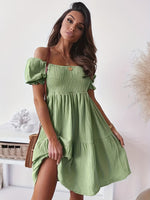 Full Size Ruffled Off-Shoulder Short Sleeve Dress