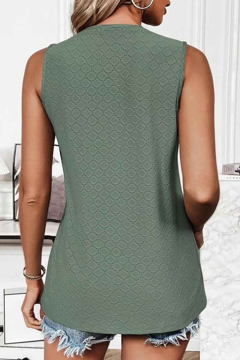 Eyelet Round Neck Tank