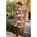 Aztec print brushed soft Knit Long cardigan