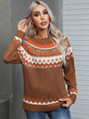 Retro Style Round Neck Long Sleeve Sweater