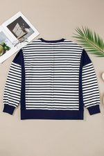 Striped Round Neck Long Sleeve Sweatshirt