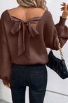 Tied V-Neck Long Sleeve Sweater