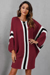 Ribbed Round Neck Long Sleeve Sweater Dress