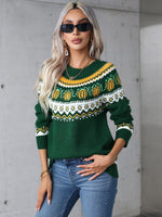 Retro Style Round Neck Long Sleeve Sweater