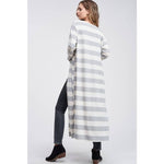 Stripe Brushed Soft Knit Long Cardigan