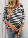 Mandy Striped Round Neck Long Sleeve Sweater