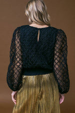 Textured Woven Black Top