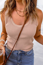 Waffle-Knit Scoop Neck Tank Top