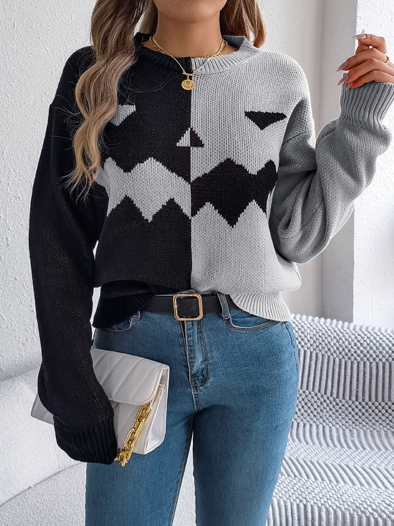 Halloween Round Neck Long Sleeve Sweater