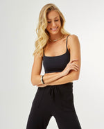 Black Spaghetti Strap Crop Cami