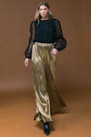 Gold Woven Pleated Pant