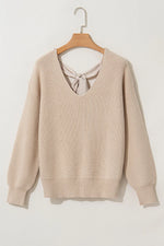 Tied V-Neck Long Sleeve Sweater