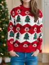 Christmas Element Round Neck Long Sleeve Sweater