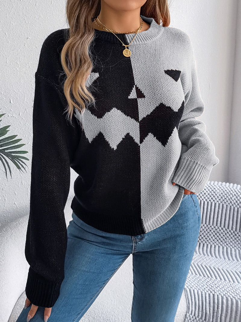 Halloween Round Neck Long Sleeve Sweater