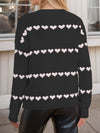 Heart Round Neck Long Sleeve Sweater