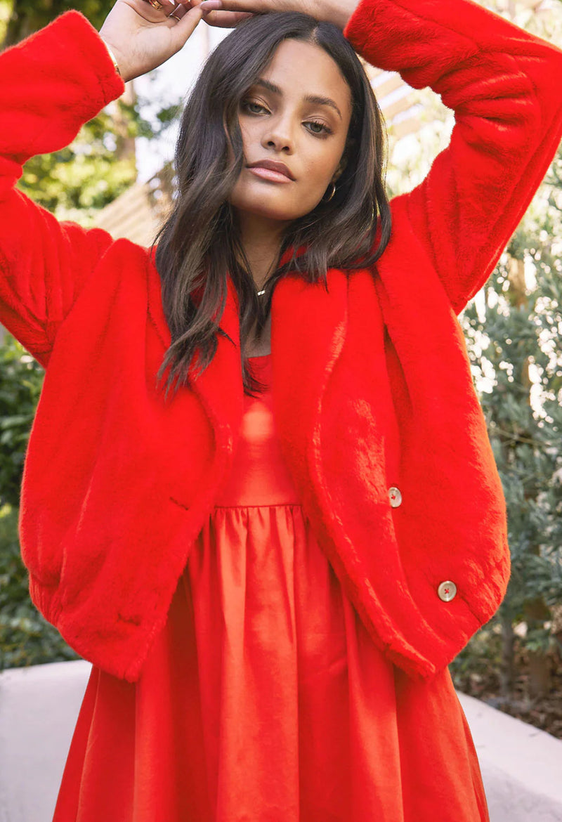 Red Faux Fur Jacket