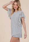 Striped Ruffle Sleeve Top