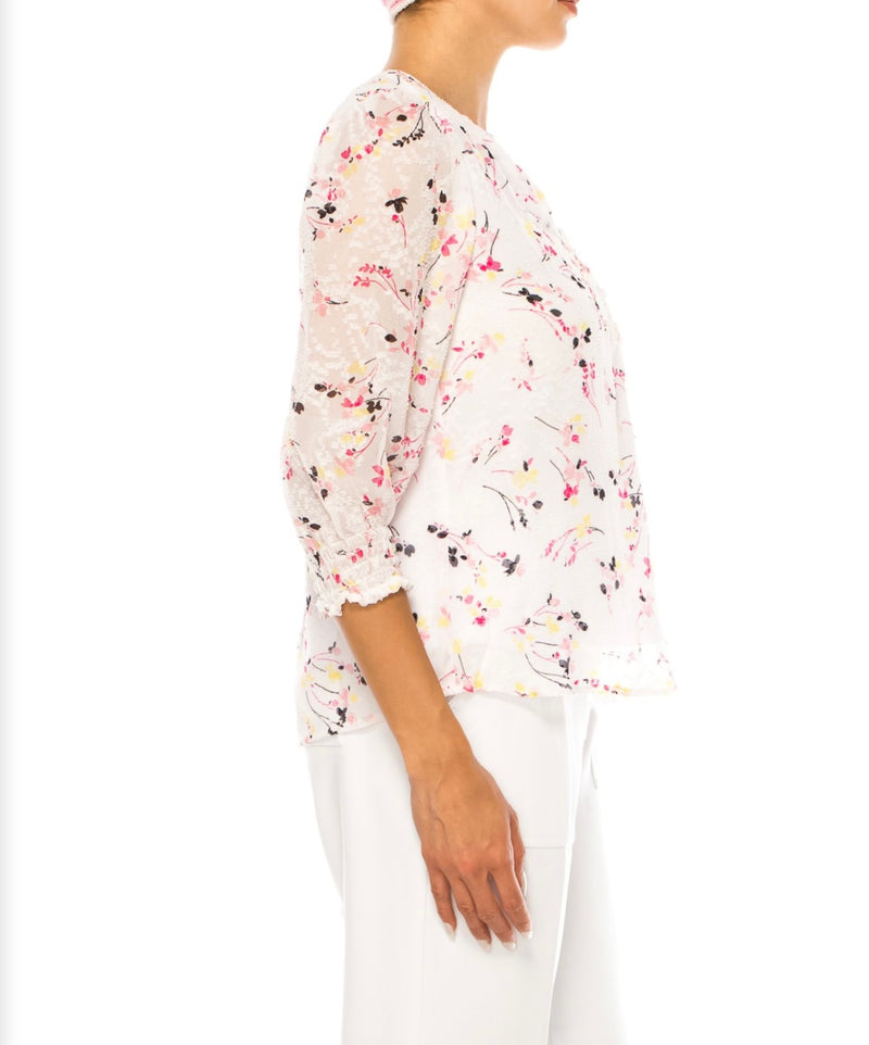 Floral Smocked Peasant Top