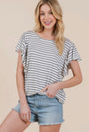 Striped Ruffle Sleeve Top