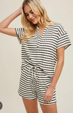 Striped Two Piece Shorts Set