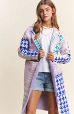 Bold Houndstooth Sweater Coat