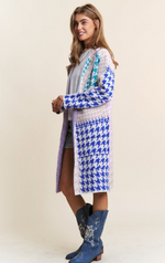 Bold Houndstooth Sweater Coat