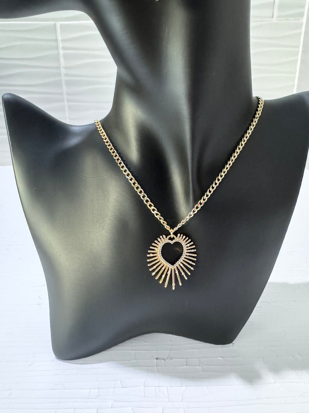 Heart Burst Gold Pendant Necklace-180 Jewelry-Gold Heart Necklace, Gold Necklace, Heart Burst Gold Pendant Necklace, Necklace-[option4]-[option5]-[option6]-Womens-USA-Clothing-Boutique-Shop-Online-Clothes Minded