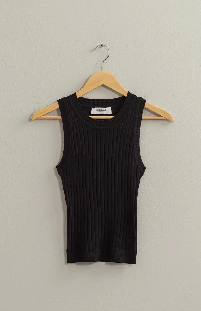 RIVA CABLE KNIT TANK IN BLACK - Honest Boutique