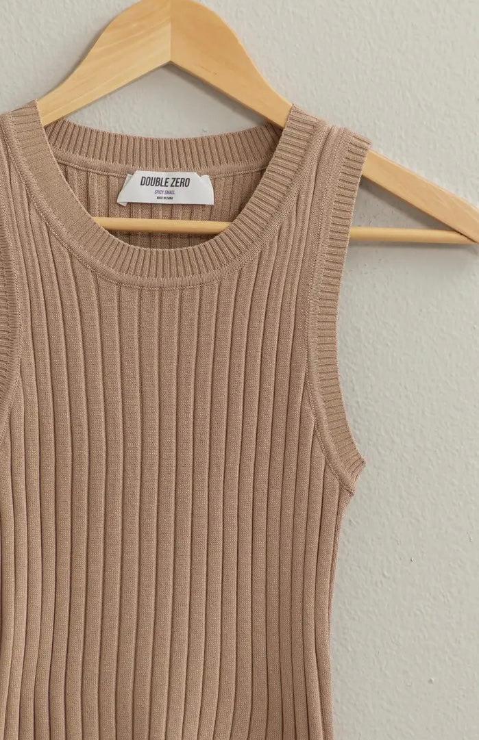 Beige Ribbed Knit Sweater Tank(W517) – The Style Bar Boutique