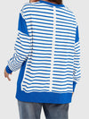 Slit Exposed Seam Striped Long Sleeve Sweatshirt