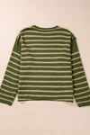 Striped Round Neck Dropped Shoulder Sweater