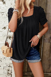 Devine Eyelet Square Neck Puff Sleeve T-Shirt