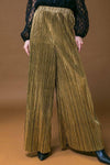 Gold Woven Pleated Pant