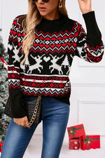 Angel Wings Reindeer Round Neck Long Sleeve Sweater