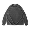 Oversized Round Neck Washed Black Sweatshirt