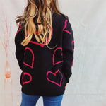 Heart Pattern Long Sleeve Sweater