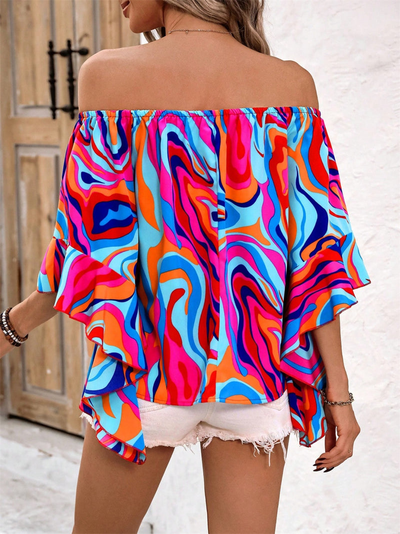 Printed Off-Shoulder Blouse