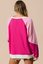 Striped Round Neck Long Sleeve Sweatshirt