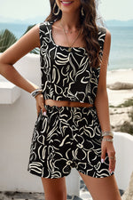 Devine Printed Cropped Tank and Shorts Set