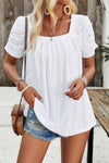 Devine Eyelet Square Neck Puff Sleeve T-Shirt