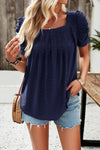 Devine Eyelet Square Neck Puff Sleeve T-Shirt