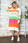 Color Block V-Neck Long Sleeve Sweater Dress