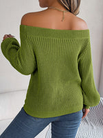 Openwork Off-Shoulder Long Sleeve Sweater